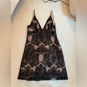 NWT Free People Black Sequin Lace Dress